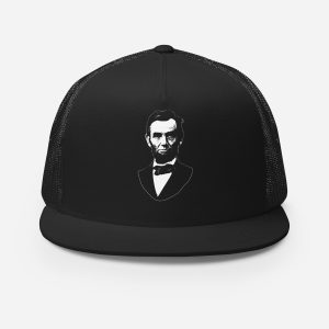 Abraham Lincoln image printed on black trucker cap