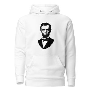 Abraham Lincoln image printed on white hoodie