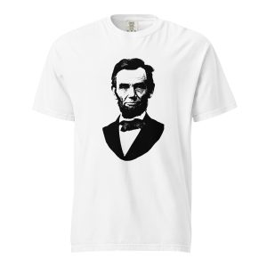 Abraham Lincoln image printed on white t-shirt